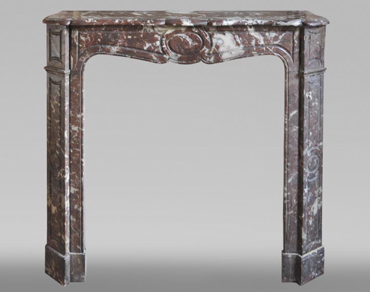 Antique Louis XV style fireplace in Rouge du Nord marble-0