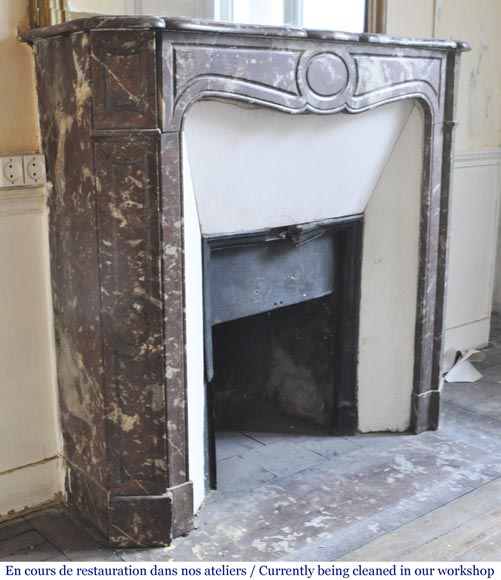 Antique Louis XV style fireplace in Rouge du Nord marble-2