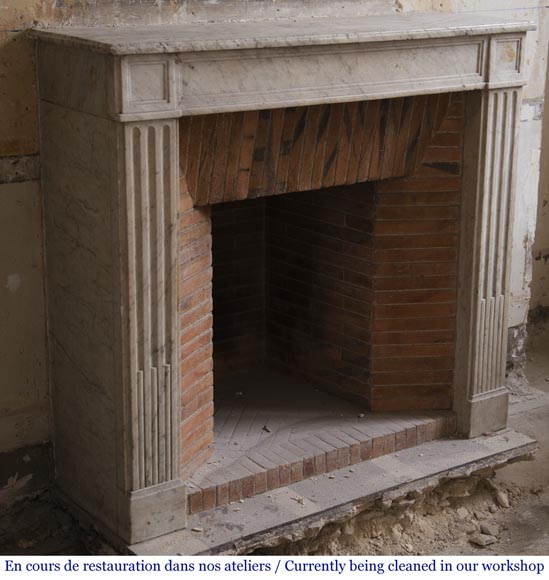 Antique Louis XVI period fireplace in Carrara marble-1