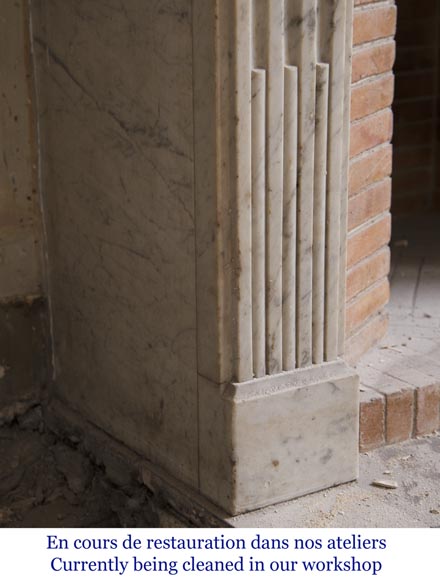 Antique Louis XVI period fireplace in Carrara marble-4
