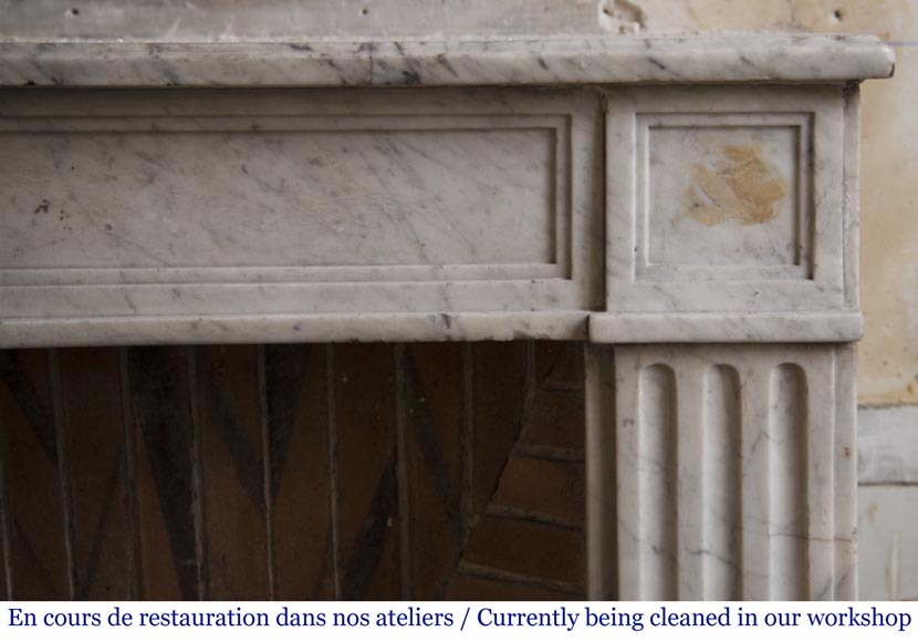 Antique Louis XVI period fireplace in Carrara marble-6