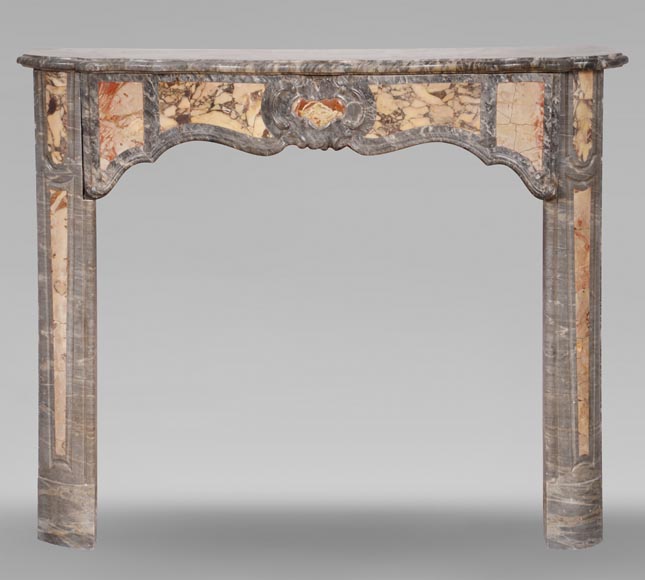 18th century Provençal marble mantelpiece in Turquin marble, Violet Breche and Sarrancolin Fantastico-0