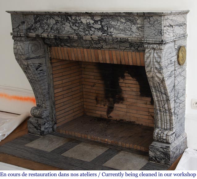 Antique Restoration style fireplace in Bleu Fleuri marble-6