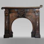 Maison des Bambous Alfred PERRET and Ernest VIBERT (attributed to) - Japanese style carved wood fireplace