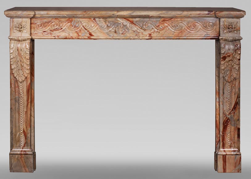 Antique Louis XVI style mantel in Sarrancolin Fantastico marble-0