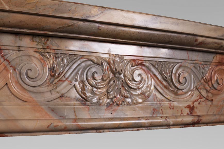 Antique Louis XVI style mantel in Sarrancolin Fantastico marble-2
