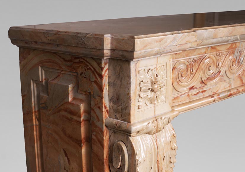 Antique Louis XVI style mantel in Sarrancolin Fantastico marble-5