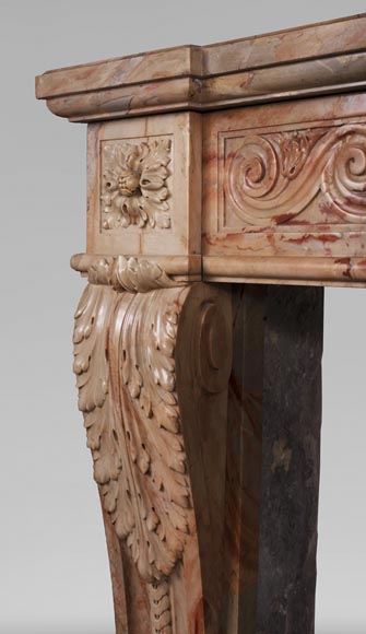 Antique Louis XVI style mantel in Sarrancolin Fantastico marble-6