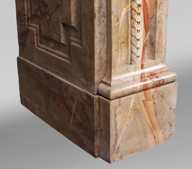 Antique Louis XVI style mantel in Sarrancolin Fantastico marble-8