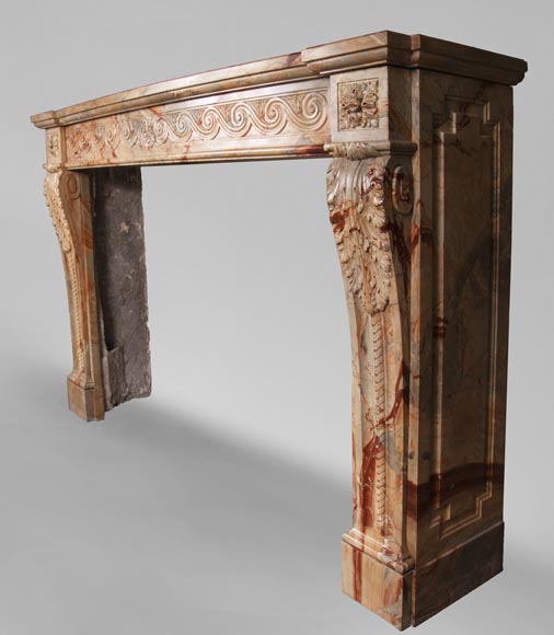 Antique Louis XVI style mantel in Sarrancolin Fantastico marble-9
