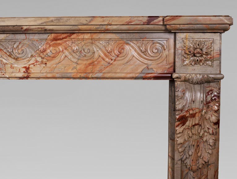 Antique Louis XVI style mantel in Sarrancolin Fantastico marble-10