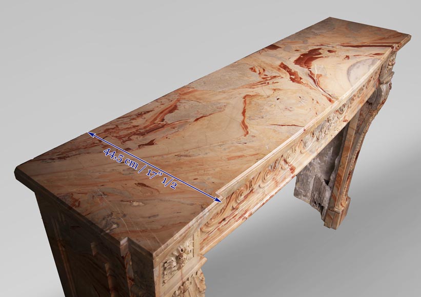 Antique Louis XVI style mantel in Sarrancolin Fantastico marble-12