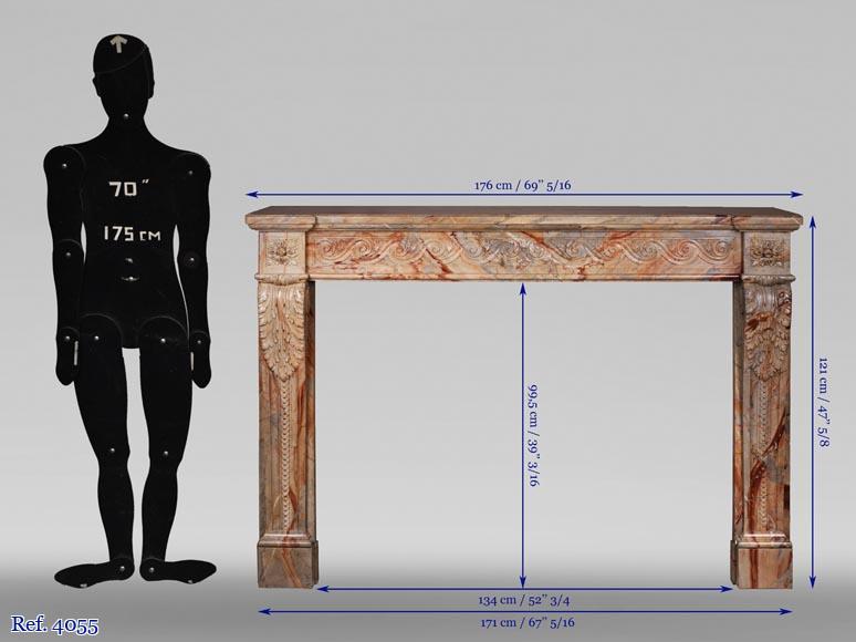 Antique Louis XVI style mantel in Sarrancolin Fantastico marble-13