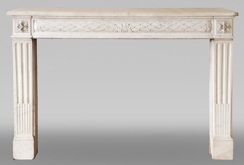 Antique Louis XVI period fireplace in statuary marble-0