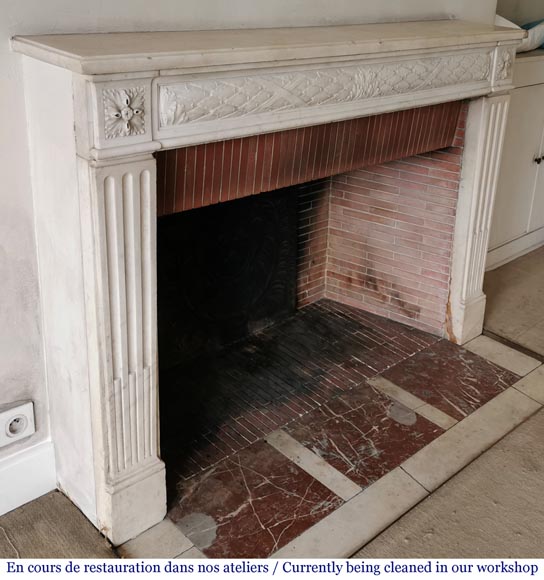 Antique Louis XVI period fireplace in statuary marble-2