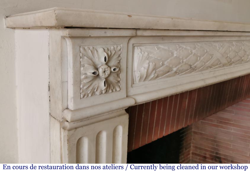 Antique Louis XVI period fireplace in statuary marble-3