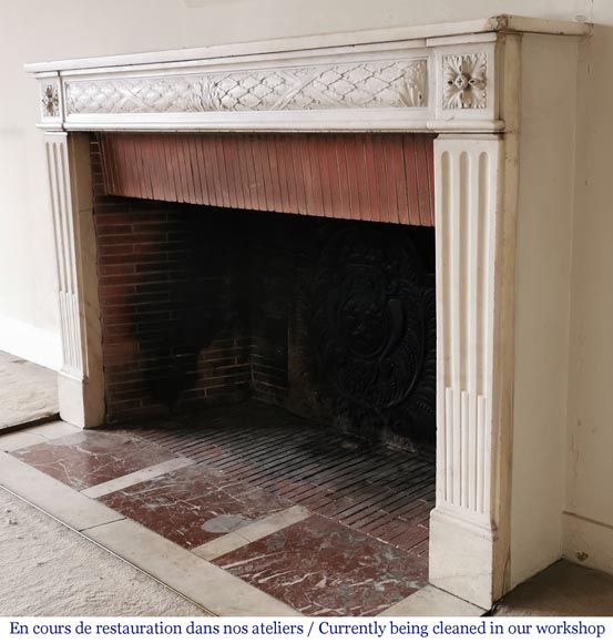 Antique Louis XVI period fireplace in statuary marble-5
