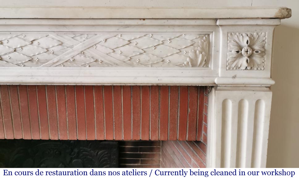 Antique Louis XVI period fireplace in statuary marble-6