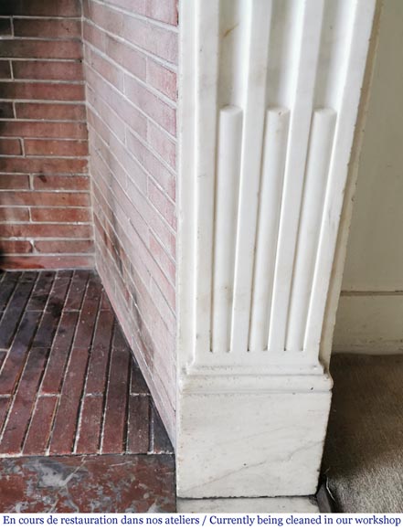 Antique Louis XVI period fireplace in statuary marble-7