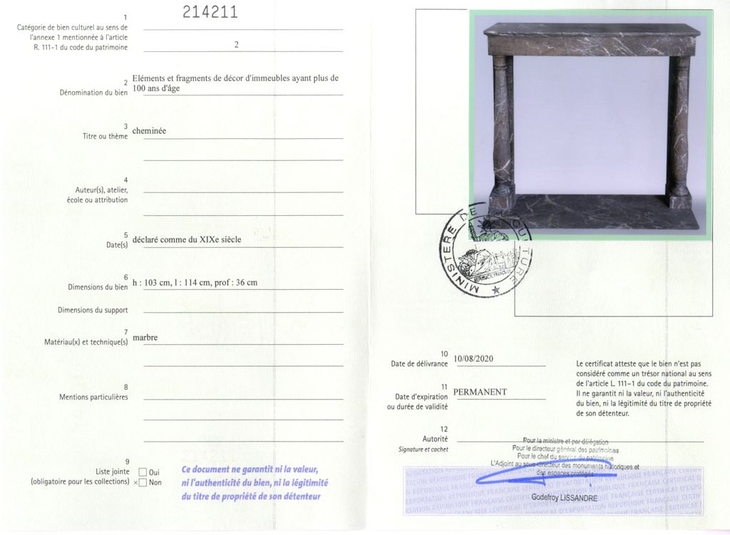 Export certificate