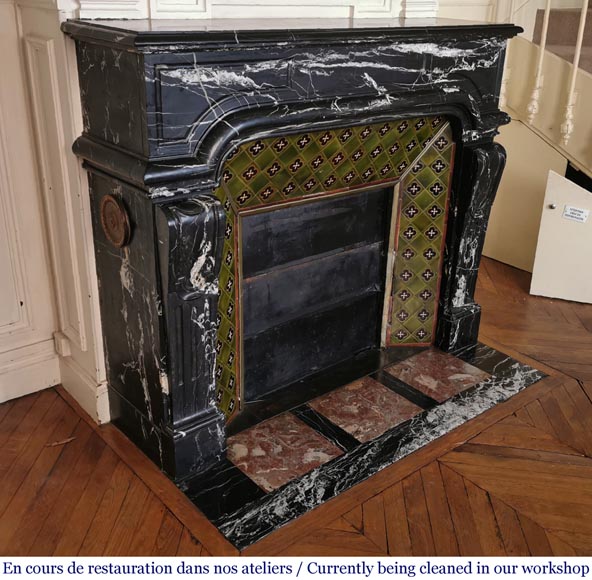 Antique Regency style fireplace in Black Marquina marble-2