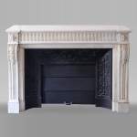 Antique Louis XVI style fireplace in Carrara Statuary marble