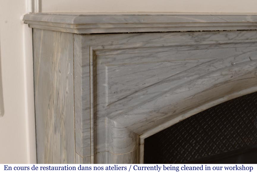 Antique Louis XIV style Bolection fireplace in Turquin marble-3