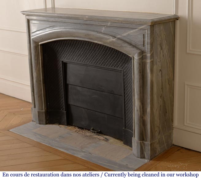 Antique Louis XIV style Bolection fireplace in Turquin marble-5