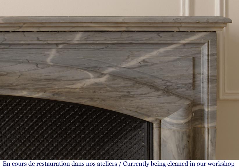 Antique Louis XIV style Bolection fireplace in Turquin marble-6