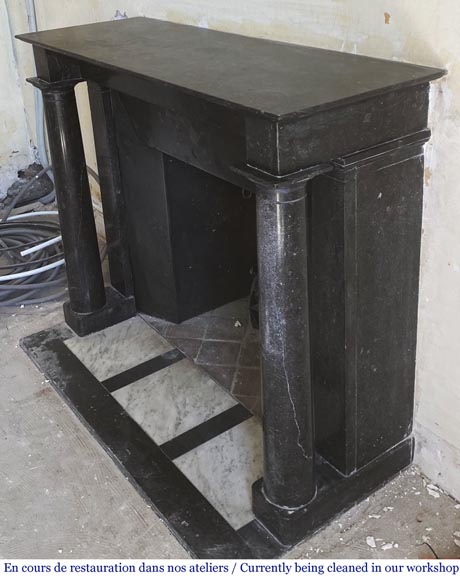 Antique Empire style fireplace with detached columns in black marble-3