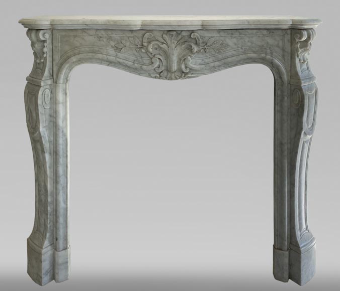 Antique Louis XV style fireplace in Carrara marble-0