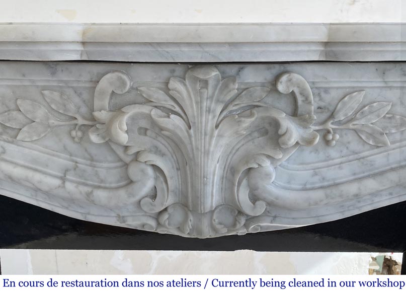 Antique Louis XV style fireplace in Carrara marble-1