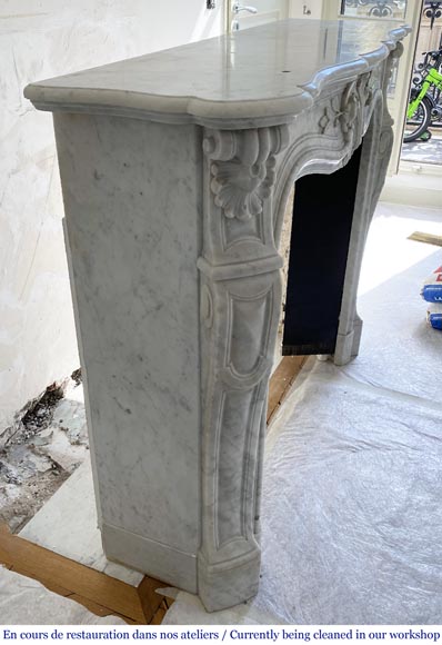 Antique Louis XV style fireplace in Carrara marble-2