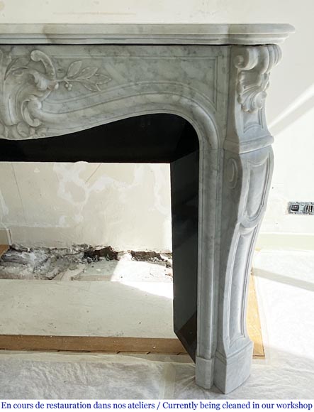 Antique Louis XV style fireplace in Carrara marble-4