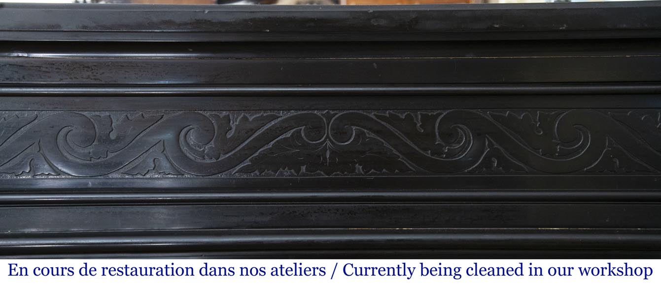 Antique Louis XVI style fireplace in Fine Black Belgium marble-1