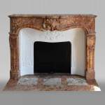 Antique Louis XV style fireplace in Breche de Saint Maximin marble