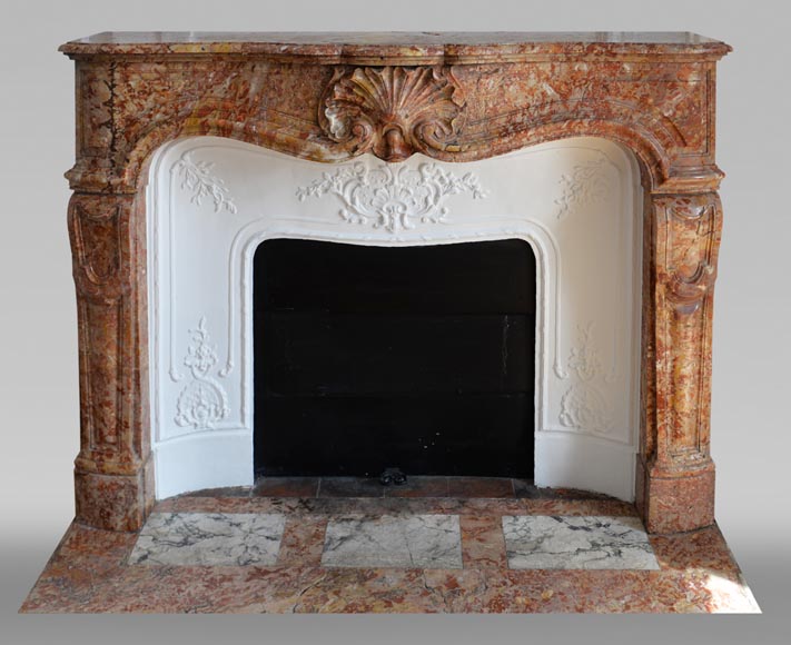 Antique Louis XV style fireplace in Breche de Saint Maximin marble-0
