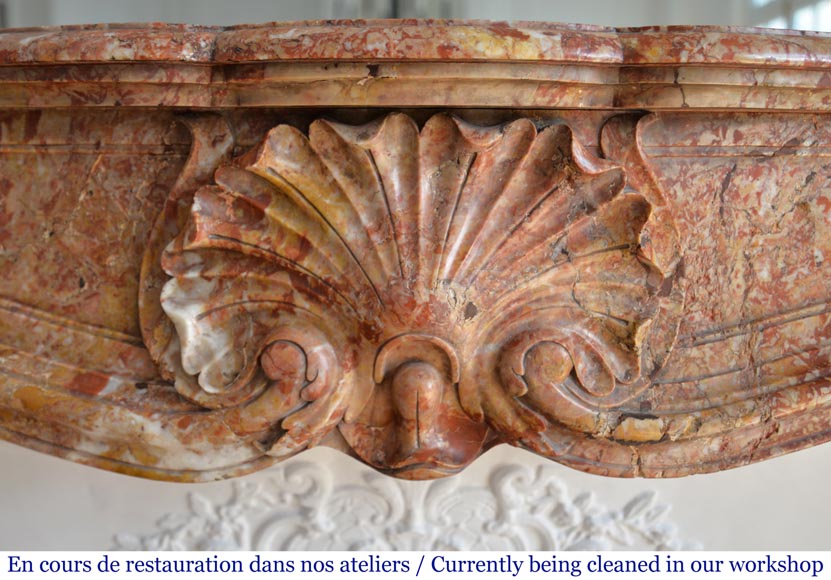 Antique Louis XV style fireplace in Breche de Saint Maximin marble-1