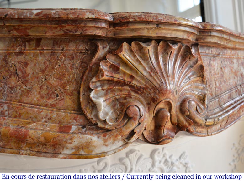 Antique Louis XV style fireplace in Breche de Saint Maximin marble-2