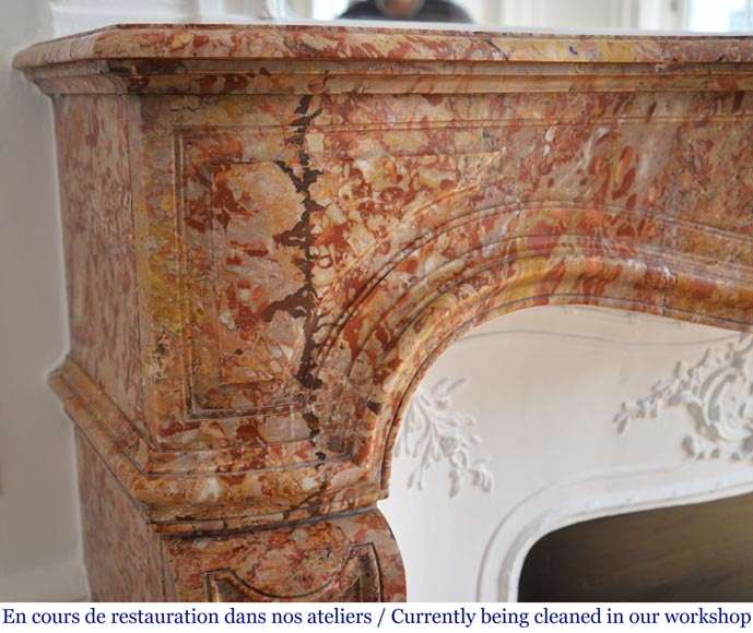 Antique Louis XV style fireplace in Breche de Saint Maximin marble-4