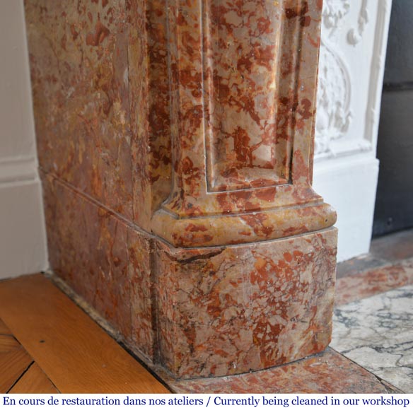 Antique Louis XV style fireplace in Breche de Saint Maximin marble-5