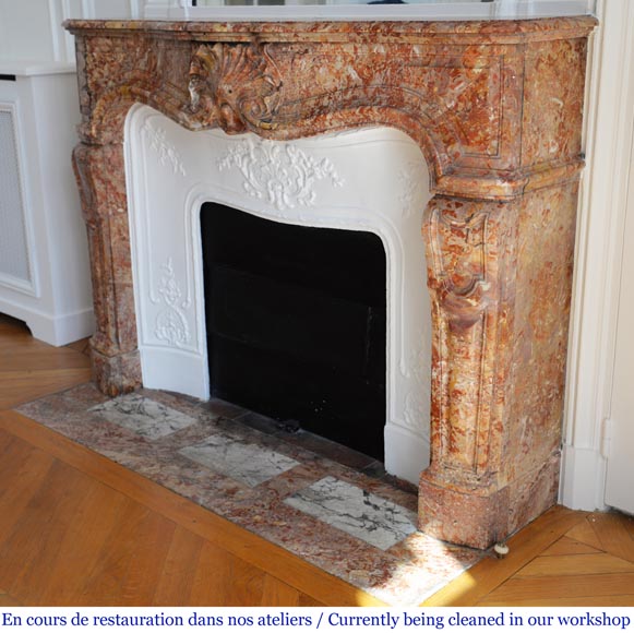 Antique Louis XV style fireplace in Breche de Saint Maximin marble-6