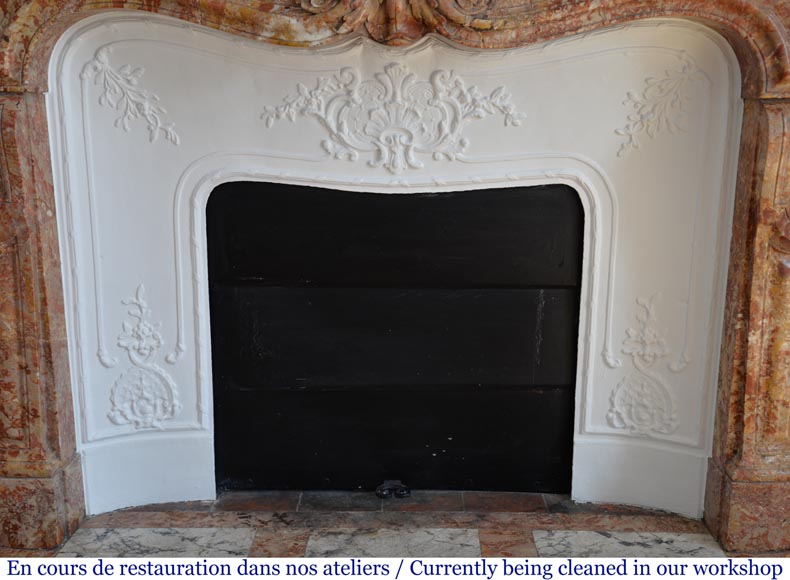 Antique Louis XV style fireplace in Breche de Saint Maximin marble-9