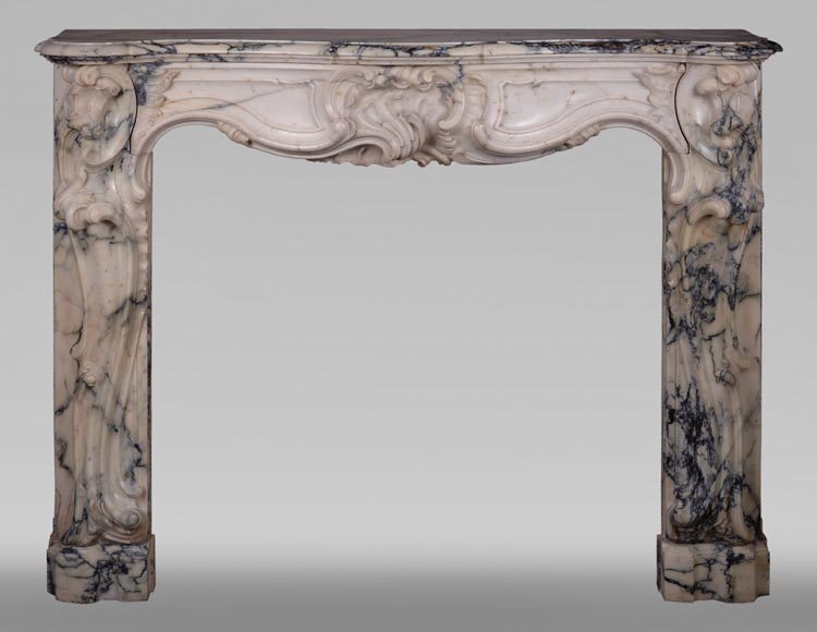 Antique Louis XV style baroque fireplace in Paonazzo marble-0