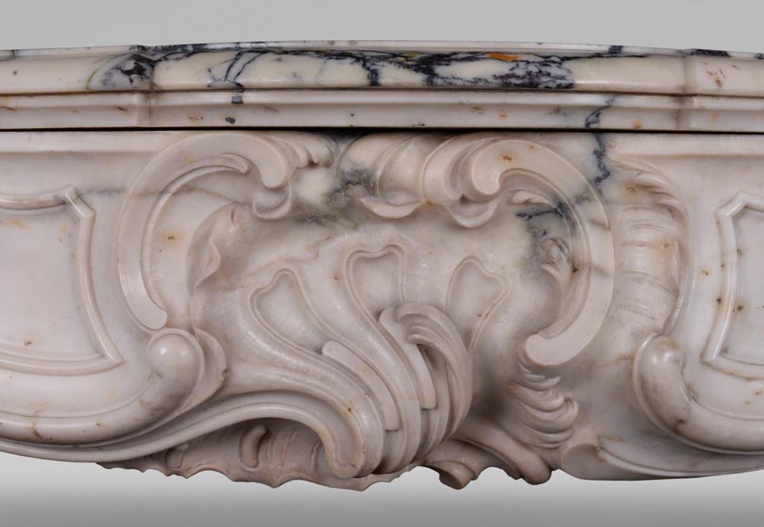 Antique Louis XV style baroque fireplace in Paonazzo marble-1