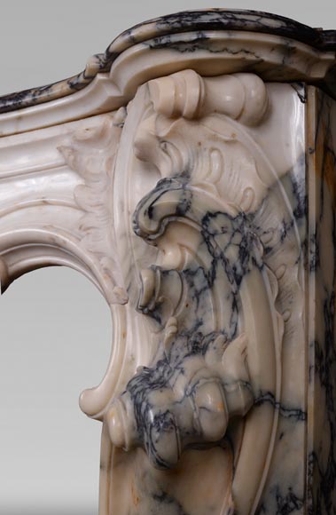Antique Louis XV style baroque fireplace in Paonazzo marble-13