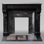 Antique Napoleon III style fireplace in Fine Black Belgium marble