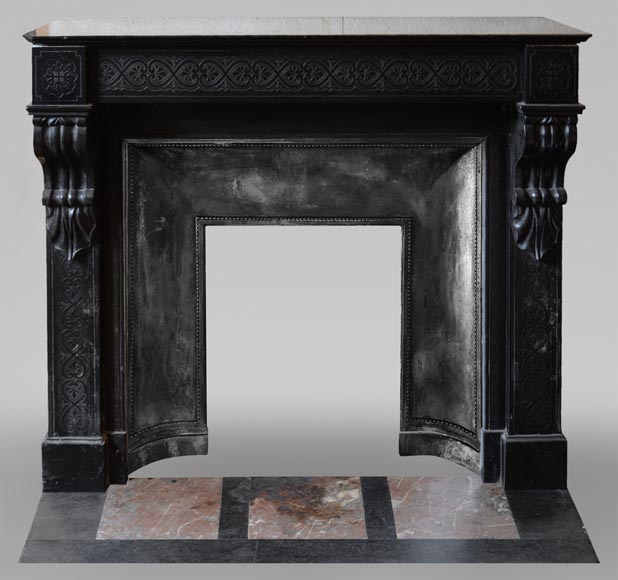 Antique Napoleon III style fireplace in Fine Black Belgium marble-0