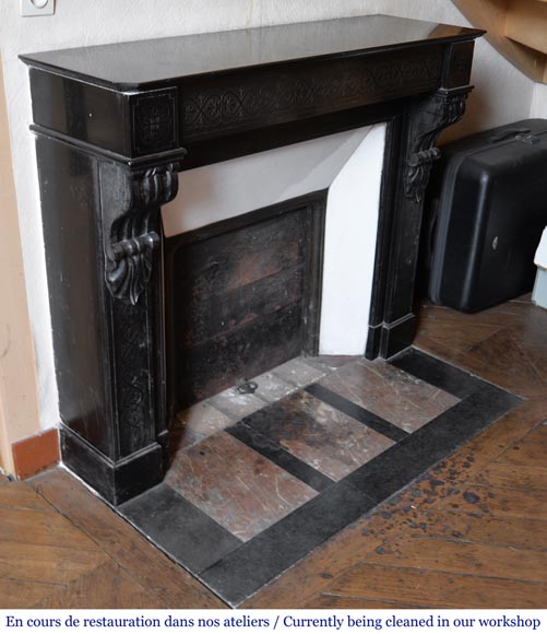 Antique Napoleon III style fireplace in Fine Black Belgium marble-2
