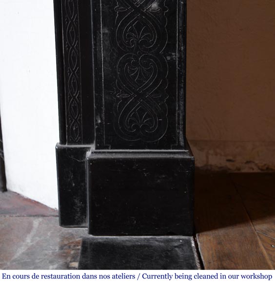 Antique Napoleon III style fireplace in Fine Black Belgium marble-6